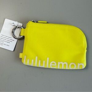 Lululemon Bright Yellow Clippable Card Pouch Case NWT
